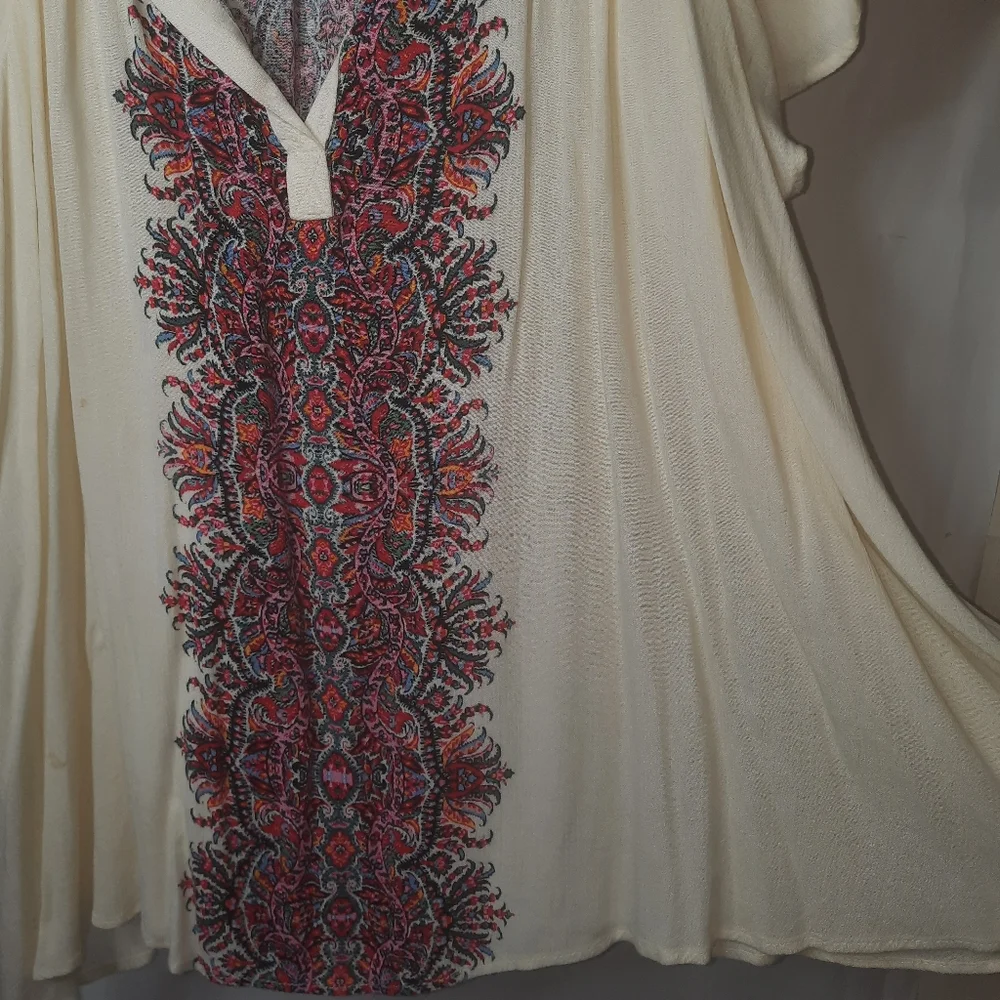 SMYMumu Oversized Cream Paisley Print Avalon Swing Top M 6 8 - Picture 6 of 9